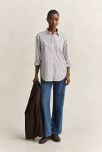 Load image into Gallery viewer, Gant Striped Classic Poplin Shirt in Deep Brown
