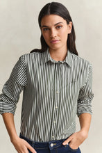 Load image into Gallery viewer, Gant Striped Classic Poplin Shirt in Mossy Green
