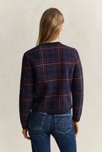 Load image into Gallery viewer, Gant Knitted Check Cardigan in Evening Blue
