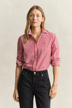 Load image into Gallery viewer, Gant Classic Regular Striped Poplin Shirt in Ruby Red
