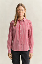 Load image into Gallery viewer, Gant Classic Regular Striped Poplin Shirt in Ruby Red
