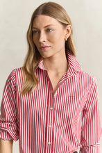 Load image into Gallery viewer, Gant Classic Regular Striped Poplin Shirt in Ruby Red
