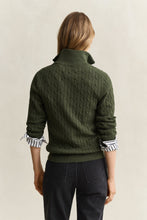 Load image into Gallery viewer, Gant Stretch Cable Knit Half-Zip Sweater in Mossy Green
