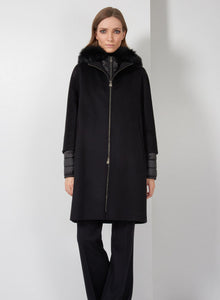 Cinzia Rocca Alpaca Wool Parka in Black