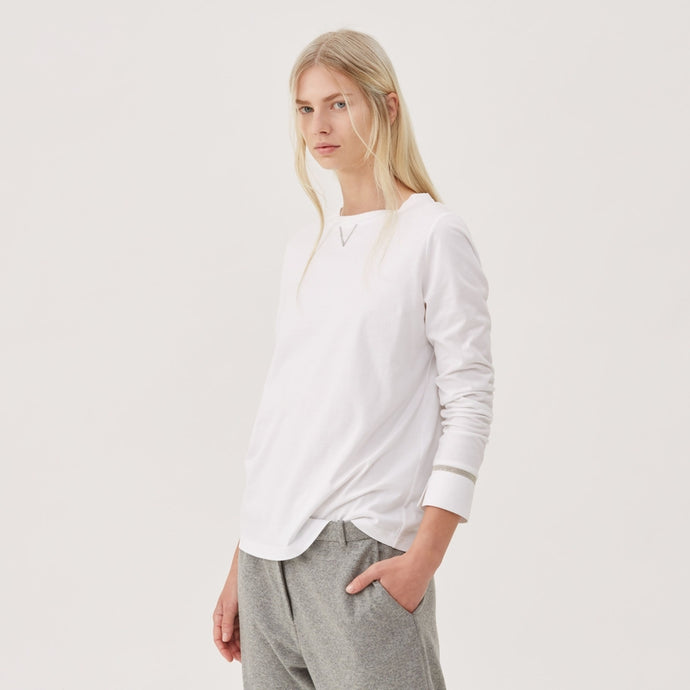 Fabiana Filippi Long-Sleeve Top in White