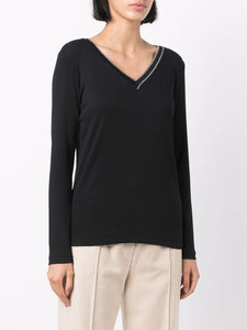 Fabiana Filippi Black Fine Rib Top in Black