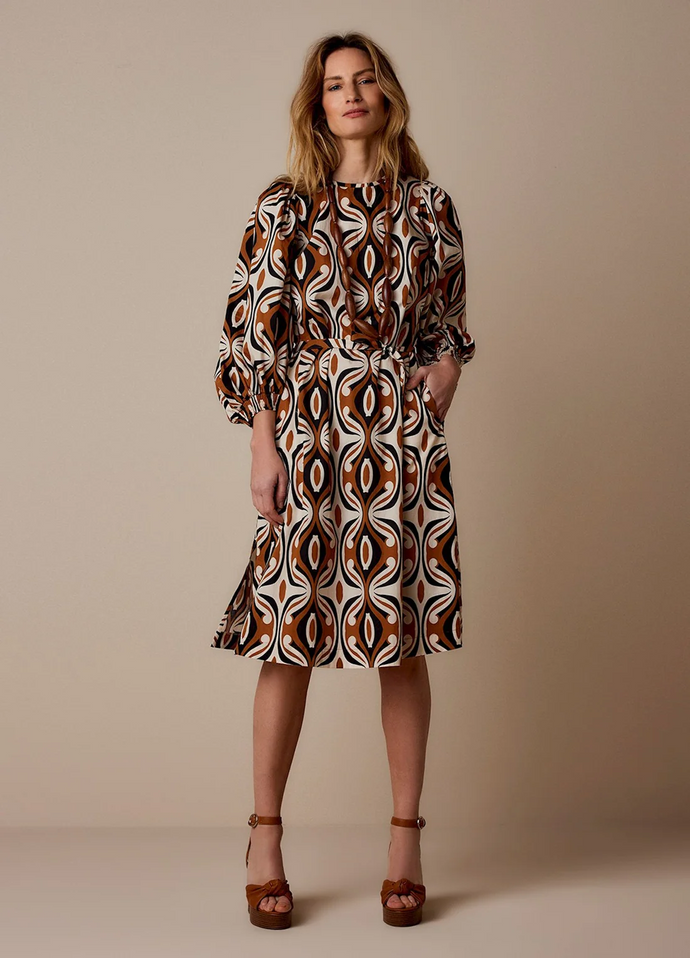 Summum Midi Dress with Balloon Sleeves