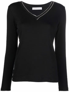 Fabiana Filippi Black Fine Rib Top in Black