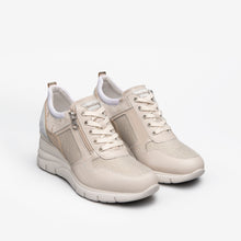 Load image into Gallery viewer, NeroGiardini Logo Zip Leather Wedged Trainers in Ivory
