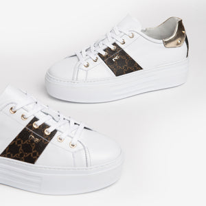 NeroGiardini White Trainers with Gold Studs