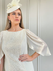 Carmen Melero Dress in Pearl with Sequins