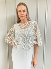Load image into Gallery viewer, Carmen Melero Dress in Light Grey with Shawl
