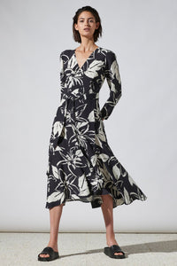 Luisa Cerano Midi Dress with Hibiscus Print
