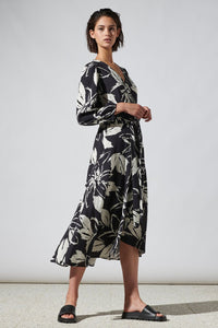 Luisa Cerano Midi Dress with Hibiscus Print