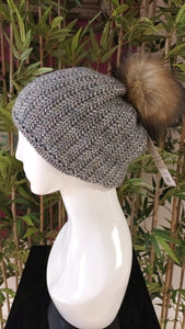 Eisabär Knitted Bobble Hat in Grey
