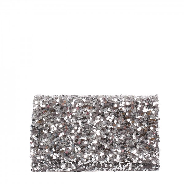 Abro Clutch with Sequins in Silver