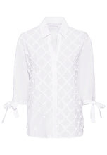Load image into Gallery viewer, Just White Blouse with 3/4 sleeves and Ribbon Embroidery
